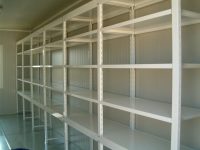 storage shelves in a container